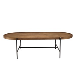 Sixtine - table basse ovale 140x63cm plateau en bois de teck recyclé