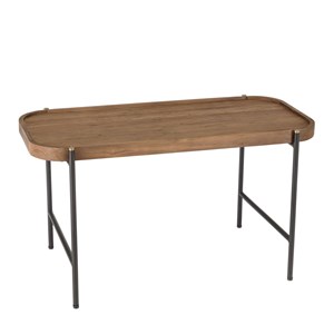 Sixtine - table basse ovale 85x43cm plateau en bois de teck recyclé