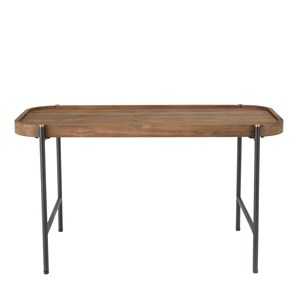 Sixtine - table basse ovale 85x43cm plateau en bois de teck recyclé