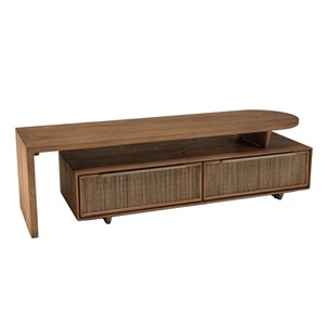 Sixtine - meuble tv modulable 140x40cm 2 tiroirs en bois teck recyclé