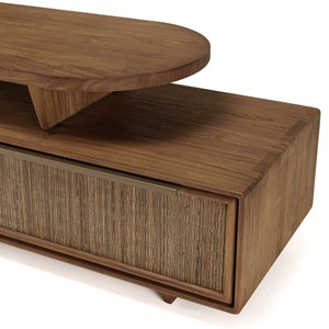 Sixtine - meuble tv modulable 140x40cm 2 tiroirs en bois teck recyclé