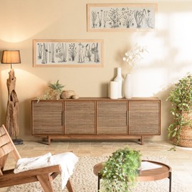 Sixtine - buffet en bois de teck recyclé naturel 4 portes