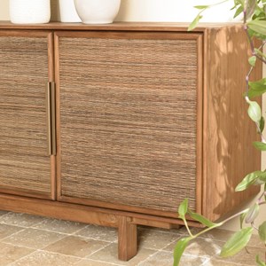 Sixtine - buffet en bois de teck recyclé naturel 4 portes