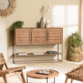 Sixtine - buffet en bois de teck recyclé 3 portes