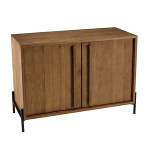 Sixtine - buffet 2 portes en bois de teck recyclé pieds en métal noir