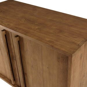 Sixtine - buffet 2 portes en bois de teck recyclé pieds en métal noir