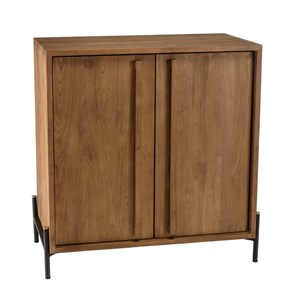 Sixtine - buffet 2 portes en bois de teck recyclé avec pieds en métal noir