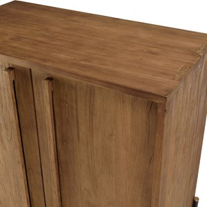 Sixtine - buffet 2 portes en bois de teck recyclé avec pieds en métal noir