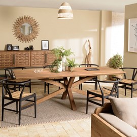 Sixtine - table à manger rectangulaire 240x100cm en bois teck recyclé
