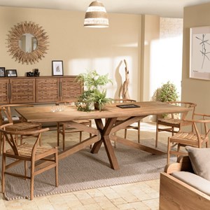 Sixtine - table à manger rectangulaire 240x100cm en bois teck recyclé