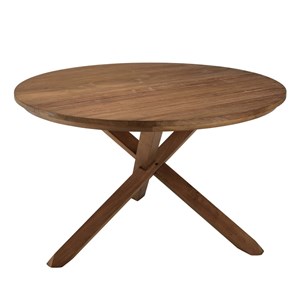 Sixtine - table à manger ronde 130x130cm en bois de teck recyclé