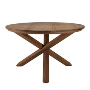Sixtine - table à manger ronde 130x130cm en bois de teck recyclé