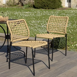 Vianney - lot de 2 chaises de jardin en cordage tressé beige