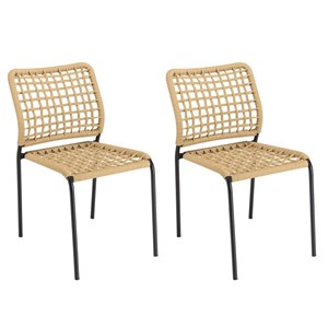 Vianney - lot de 2 chaises de jardin en cordage tressé beige
