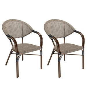 Vianney - lot de 2 chaises de jardin bistrot en acier textilène taupe
