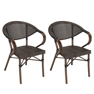 Vianney - lot de 2 chaises de jardin bistrot en acier textilène marron
