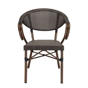 Vianney - lot de 2 chaises de jardin bistrot en acier textilène marron
