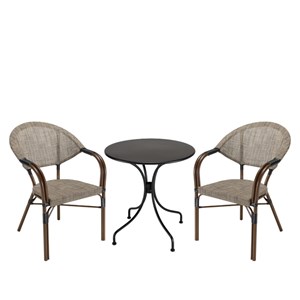 Vianney - ensemble de jardin 2 pers. Table diam 70cm, chaises grises