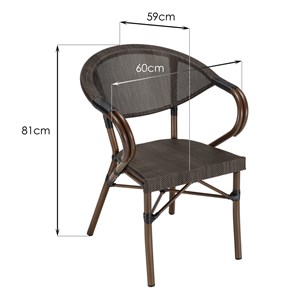 Vianney - nsemble de jardin en acier table 70x70cm et 2 chaises marron