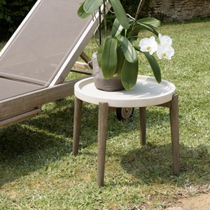 Hector - table d'appoint ronde diam 50 cm plateau béton beige