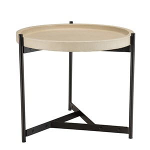Hector - table d'appoint 52x50cm plateau béton beige pieds métal noir