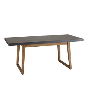 Hector - ensemble de jardin béton, bois acacia table 180*90cm et 2 bancs