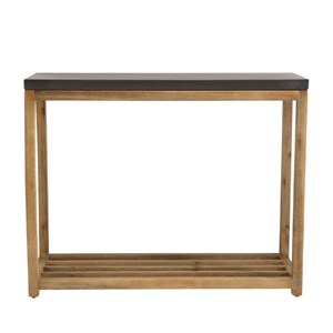 Hector - console rect. 95 cm double plateau effet béton foncé et bois acacia