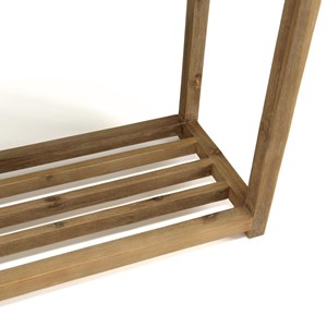 Hector - console rect. 95 cm double plateau effet béton foncé et bois acacia