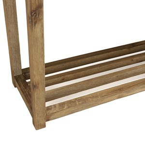 Hector - console rect. Double plateau effet béton foncé et bois acacia