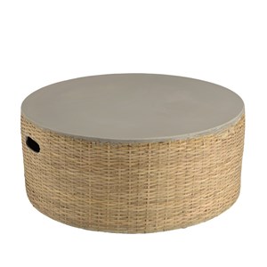 Hector - table basse ronde plateau en béton socle en bambou naturel