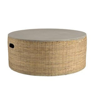 Hector - table basse ronde plateau en béton socle en bambou naturel