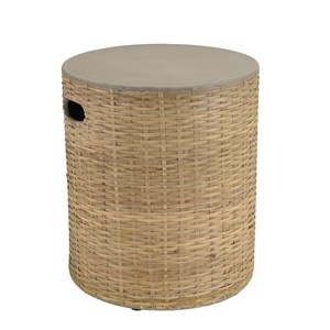 Hector - table d'appoint ronde plat. En béton socle en bambou
