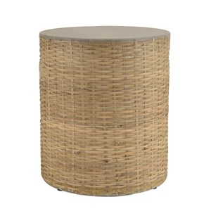 Hector - table d'appoint ronde plat. En béton socle en bambou