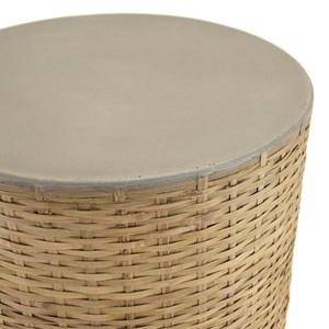 Hector - table d'appoint ronde plat. En béton socle en bambou