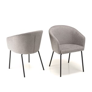 Ulysse - lot de 2 chaises tissu gris clair pieds acier noir