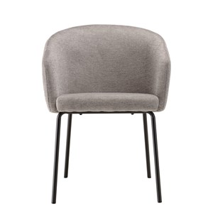 Ulysse - lot de 2 chaises tissu gris clair pieds acier noir