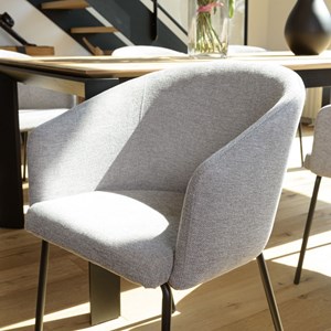 Ulysse - lot de 2 chaises tissu gris clair pieds acier noir