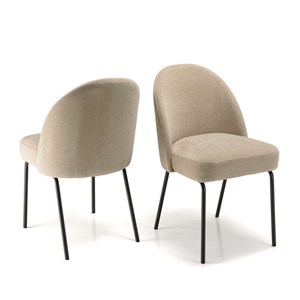 Ulysse - lot de 2 chaises tissu beige pieds acier noir
