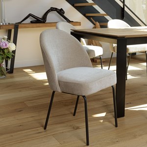 Ulysse - lot de 2 chaises tissu beige pieds acier noir