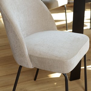 Ulysse - lot de 2 chaises tissu beige pieds acier noir