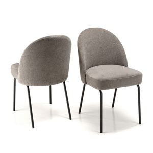 Ulysse - lot de 2 chaises tissu couleur beige pieds acier noir