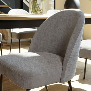 Ulysse - lot de 2 chaises tissu couleur beige pieds acier noir