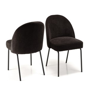 Ulysse - lot de 2 chaises tissu noir pieds acier noir