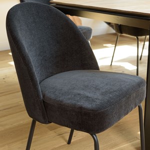 Ulysse - lot de 2 chaises tissu noir pieds acier noir