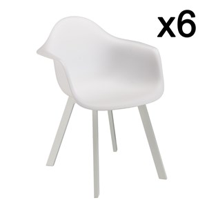 Malo - lot de 6 fauteuils blancs dossier arrondi
