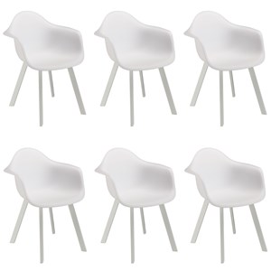Malo - lot de 6 fauteuils blancs dossier arrondi
