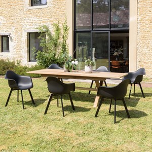 Malo - lot de 6 fauteuils noirs dossier arrondi