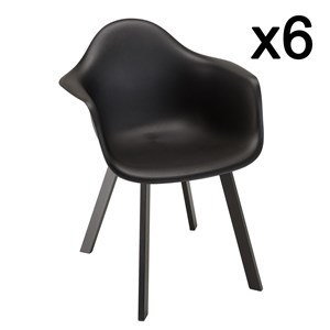 Malo - lot de 6 fauteuils noirs dossier arrondi