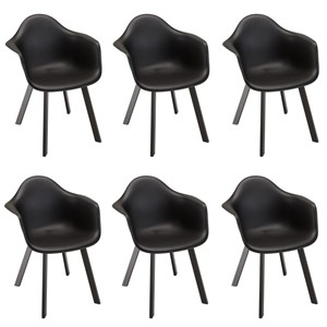 Malo - lot de 6 fauteuils noirs dossier arrondi