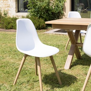Malo - lot de 2 chaises blanches pieds couleur naturelle